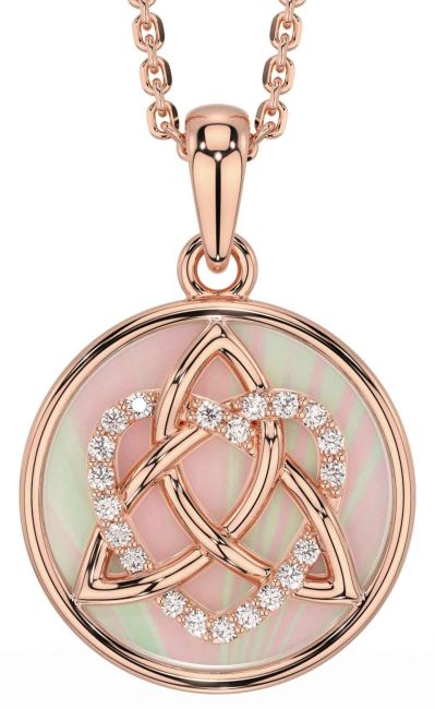 diamond rose gold silver celtic knot heart pendant necklace