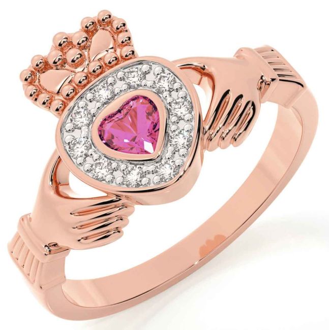 rose gold diamond claddagh ring